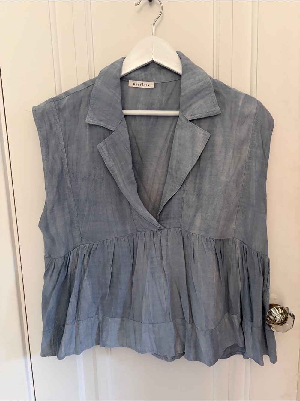 Neuflora • Dusty Blue Tencel Linen Blouse (Size S)